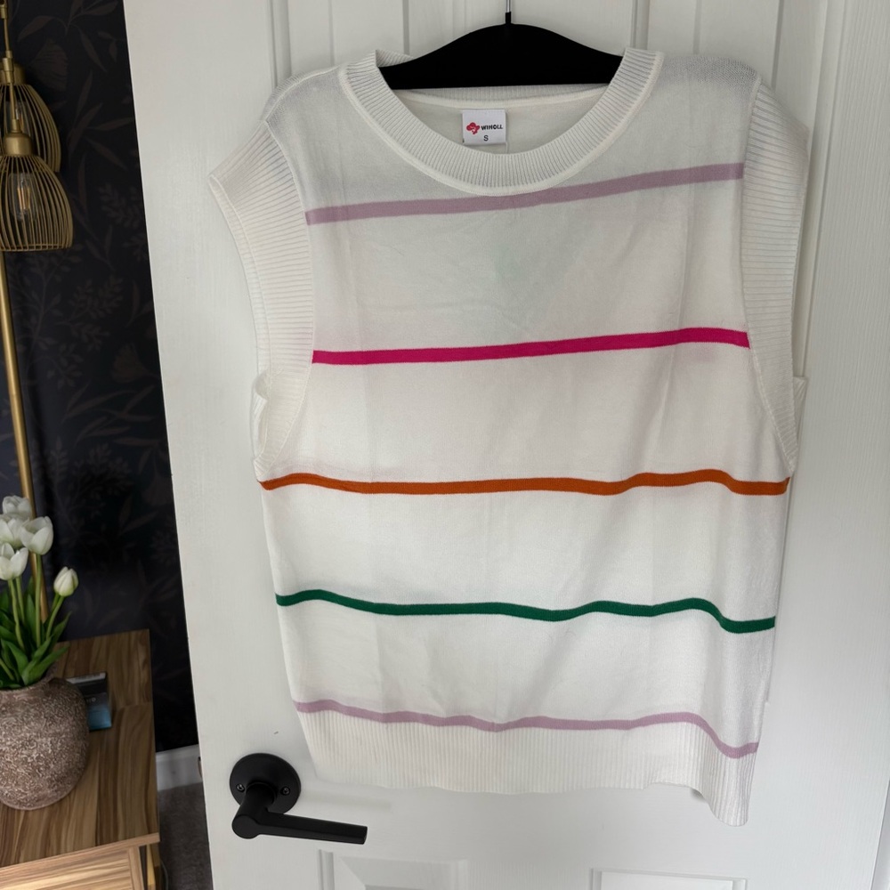 Striped Sweater Sleeveless Knit Top, New With Tags Size S, Spring Shirt